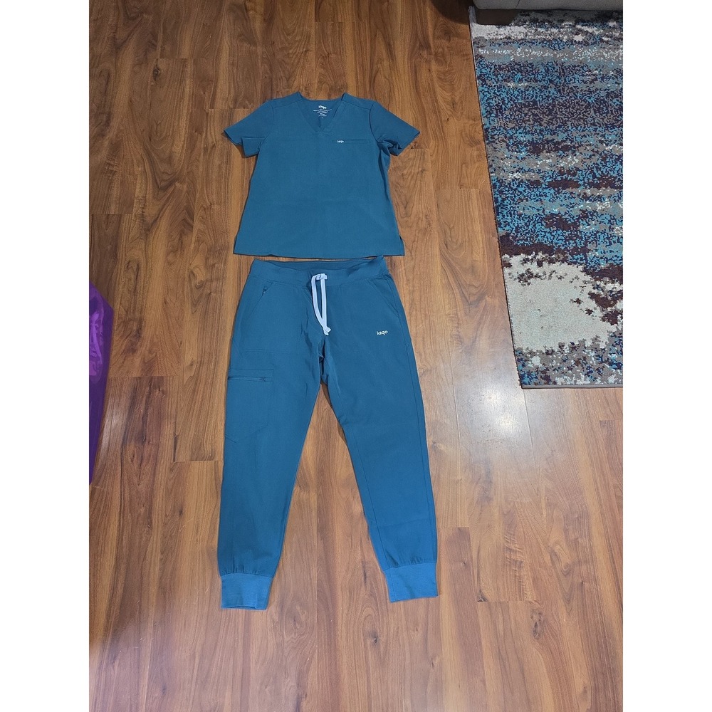 Lago Scrub Set Women S/M Caribbean Blue New V-Neck Jogger Top Pants